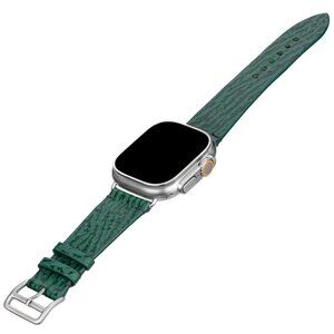 Slim Shark Leather Watch Band – Unisex Style - Forest Green Color